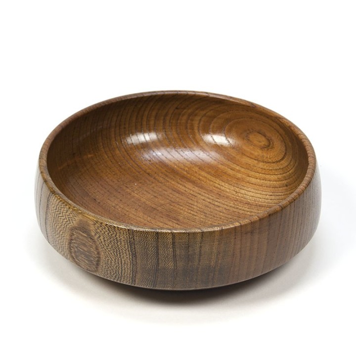 Vintage rond klein schaaltje teak