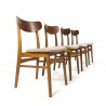 Vintage set van 4 Deense teakhouten stoelen