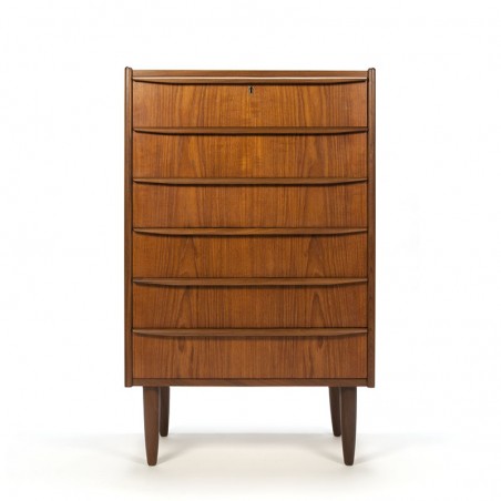 Teak Danish vintage chest of drawers with 6 drawers