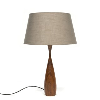 Deense vintage tafellamp met teakhouten voet
