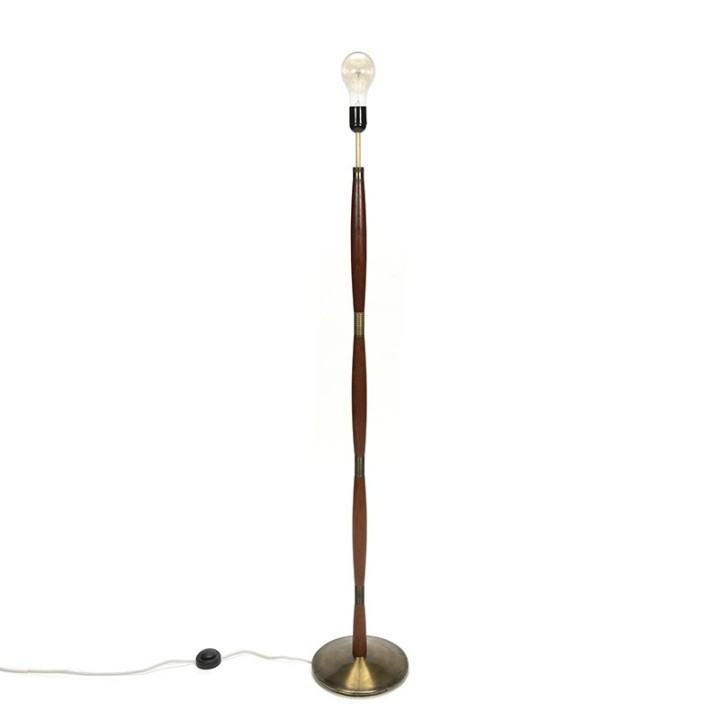 Vintage Deense vloerlamp met messing voet