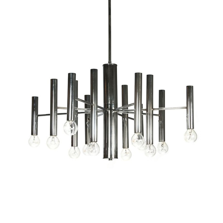 Vintage chromen hanglamp Sciolari stijl