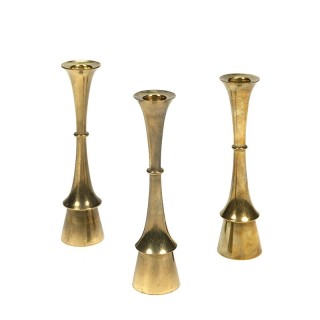 Vintage set van 3 kandelaars in messing