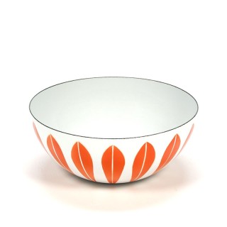 Vintage emaille lotus schaal oranje