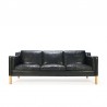 Danish vintage Stouby design black leather 3-seater sofa