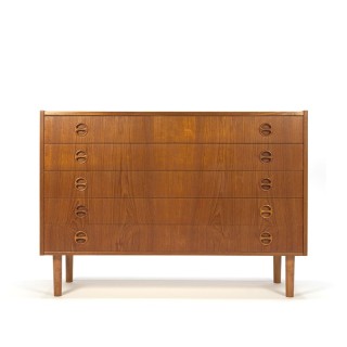 Teak vintage Danish chest of drawers with 5 drawers