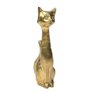 XL vintage messing sculptuur kat