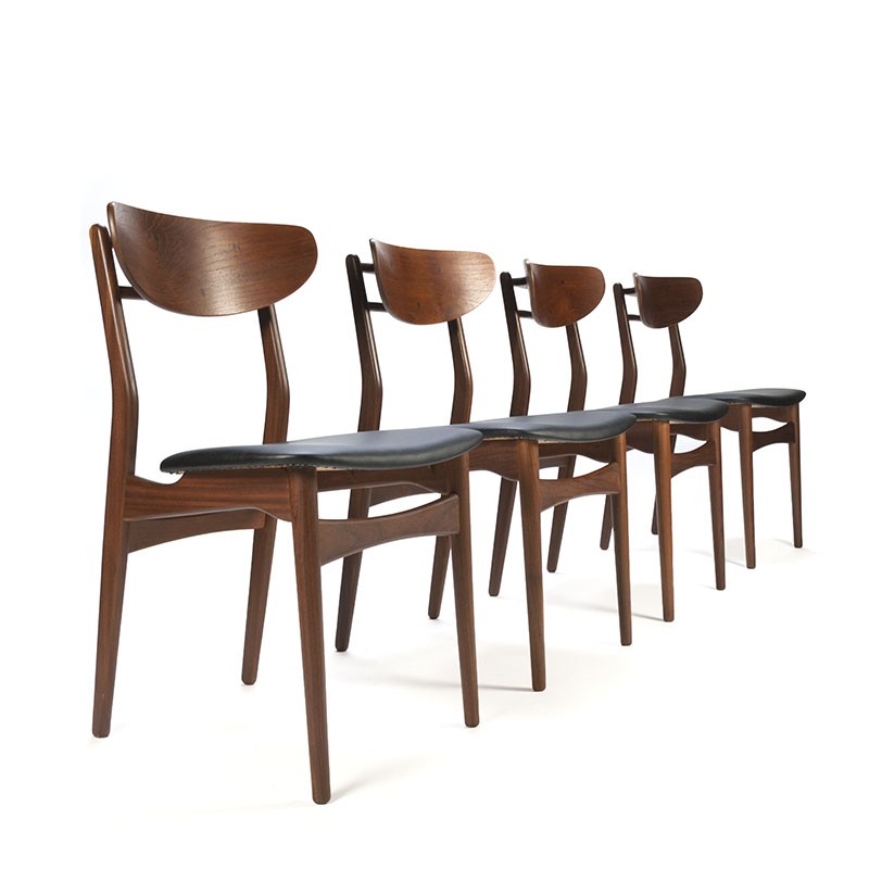 Set Of Danish Vintage Teak Dining Table Chairs Retro
