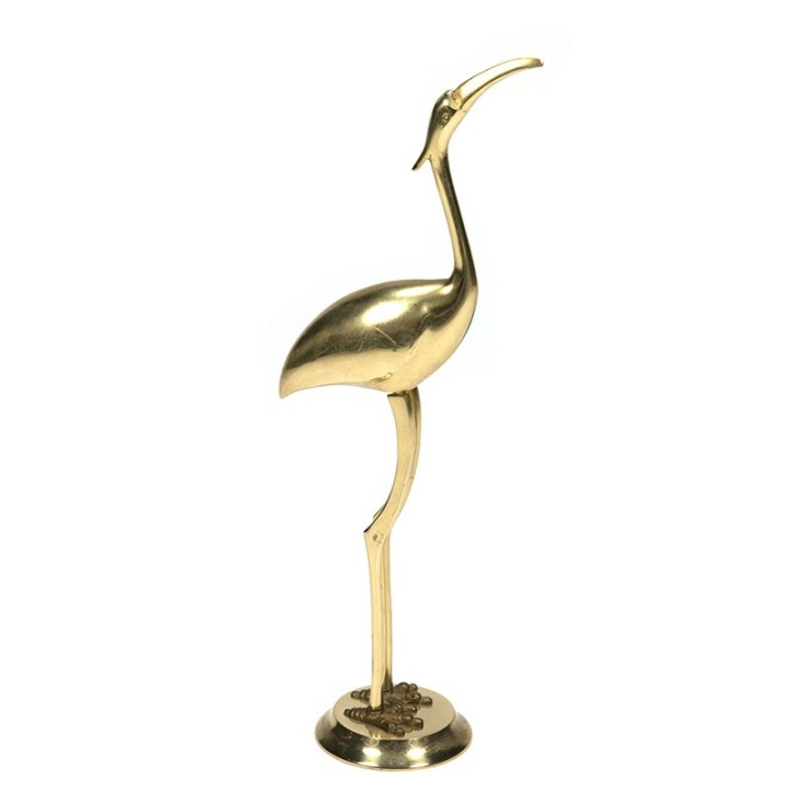 Messing vintage sculptuur van een reiger