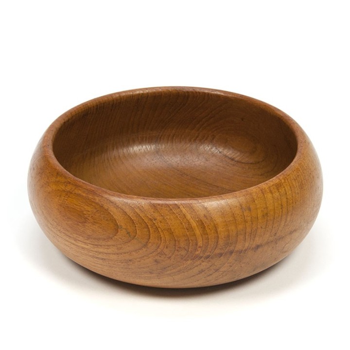 Ronde vintage schaal van teakhout