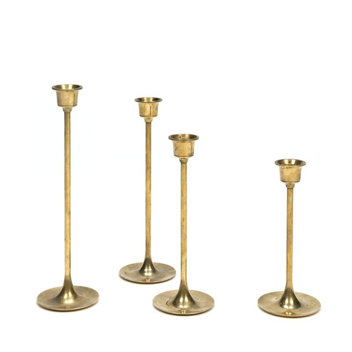 Set van 4 messing vintage kandelaars