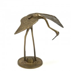 Vintage crane bird in brass