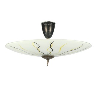 Large vintage glass fifties ceiling lamp