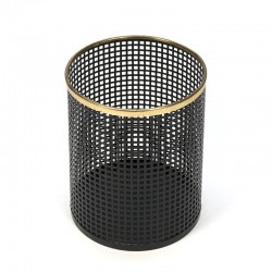 Small perforated metal vintage trash can