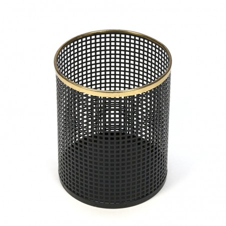 Small perforated metal vintage trash can