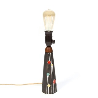 Vintage dotted pottery table lamp