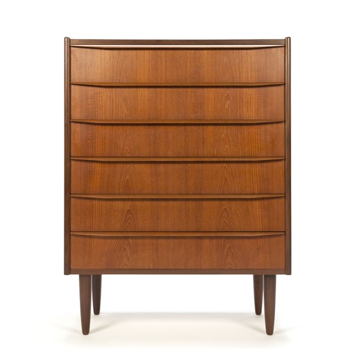 Teakhouten vintage ladekast met lange greep