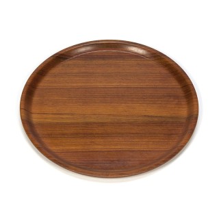 Round vintage teak tray