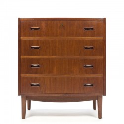 Danish teak vintage chest of drawers with curved front