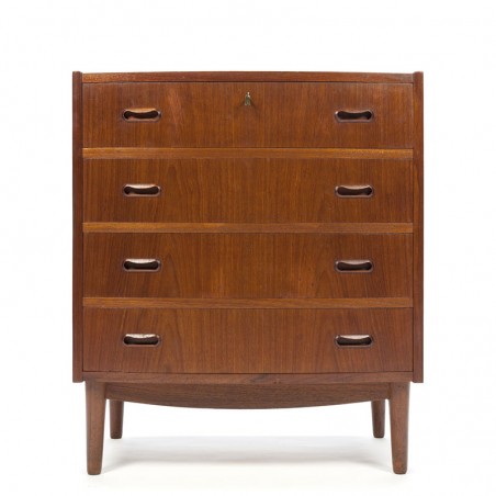 Danish teak vintage chest of drawers with curved front