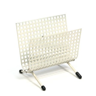 Vintage letter holder perforated white metal