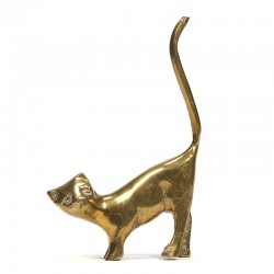 Klein vintage sculptuur van een messing katje