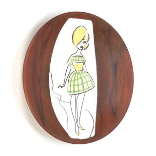 Vintage sixties wall plate with girl