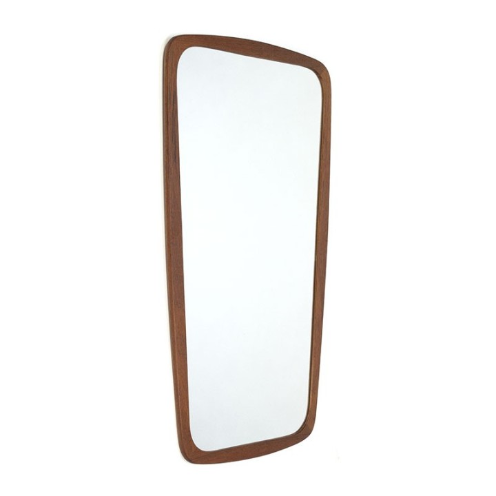 Vintage spiegel met Deense teakhouten rand