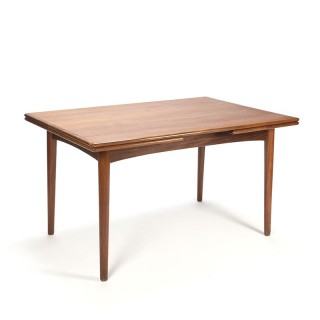 Uitschuifbare Deense teakhouten vintage eettafel