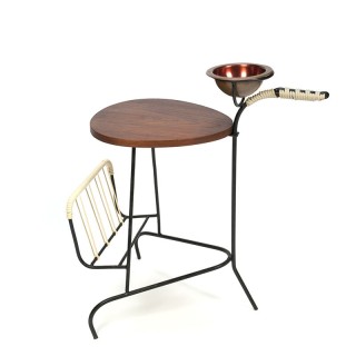 Vijftiger jaren vintage bijzettafel met teakhouten blad