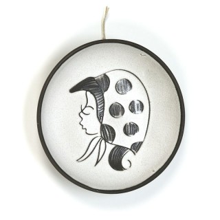 Aardewerken vintage wandtegel zestiger jaren