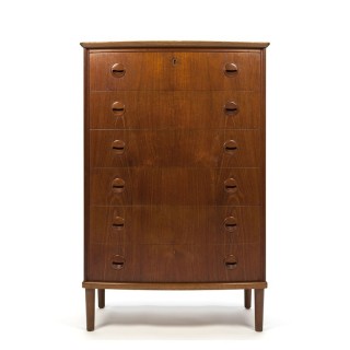 Danish vintage teak chest of drawers on oak base