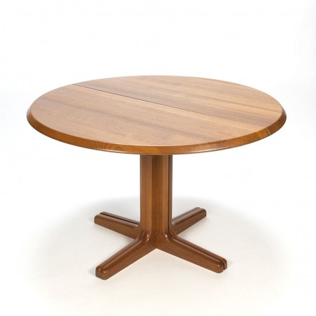 Teak round vintage Danish extendable dining table