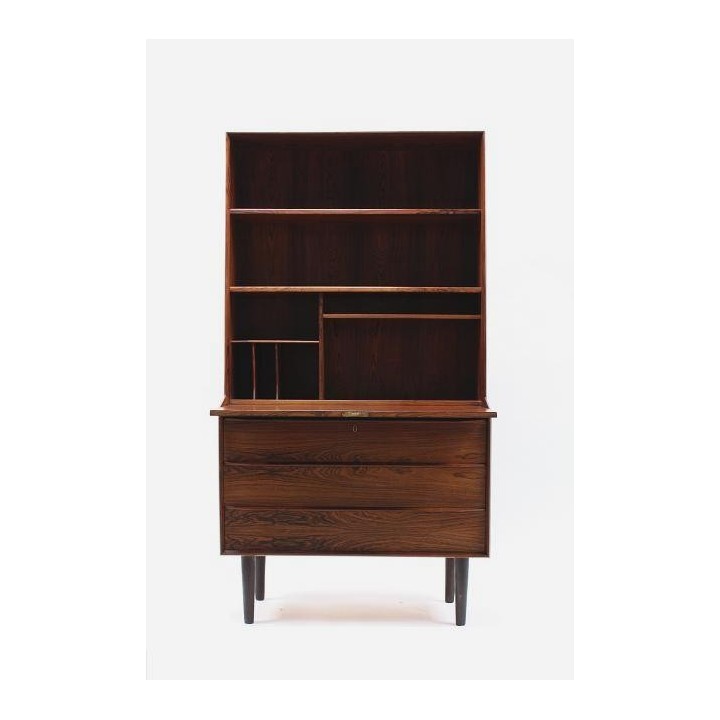 Secretaire / boekenkast in donker palissanderhout - Retro