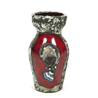 Italiaans aardewerken vintage vaasje met dame