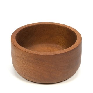 Round vintage large teak bowl