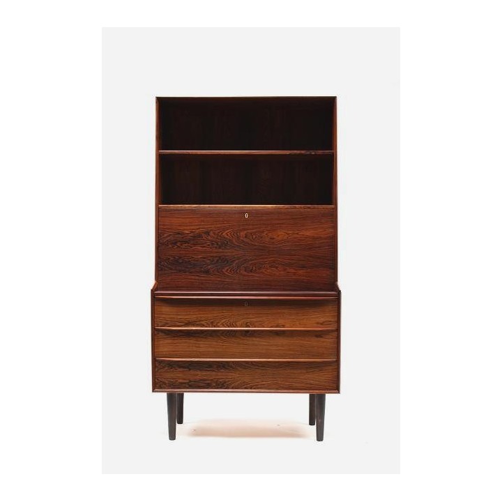 Secretaire / boekenkast in donker palissanderhout - Retro