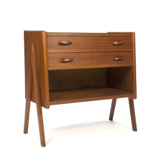 Small model Danish vintage cabinet with 2 drawers