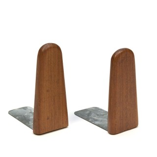 Set vintage teakhouten Deense boekensteunen