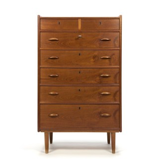 Tallboy vintage Danish chest of drawers in teak