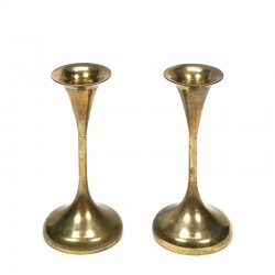 Vintage set of 2 brass candlesticks from the sixties