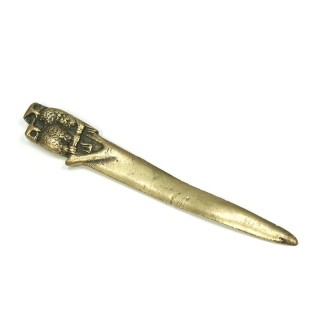 Vintage briefopener met tweetal uiltjes in messing