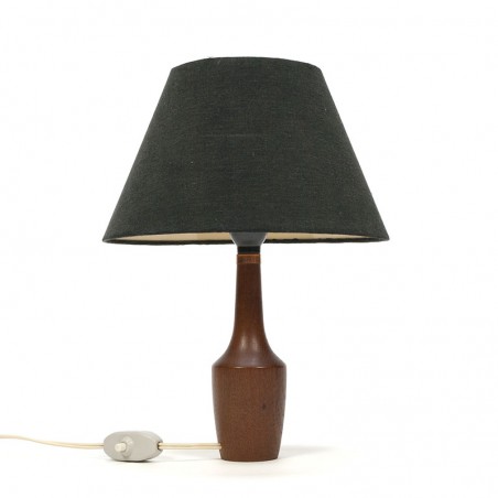 Deense teakhouten vintage tafellampje met zwart kapje