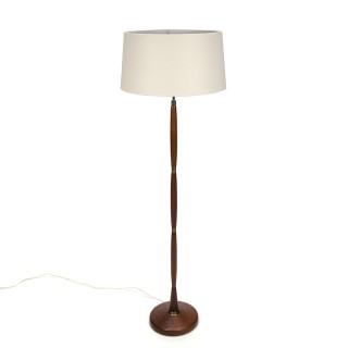 Deense vintage teakhouten vloerlamp met kap