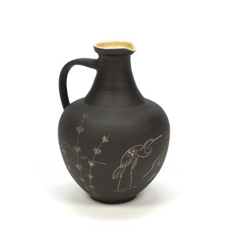 Vintage vase with image of cranes
