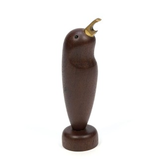Vintage teakhouten flesopener vogel design