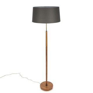 Teak Danish vintage floor lamp with gray shade