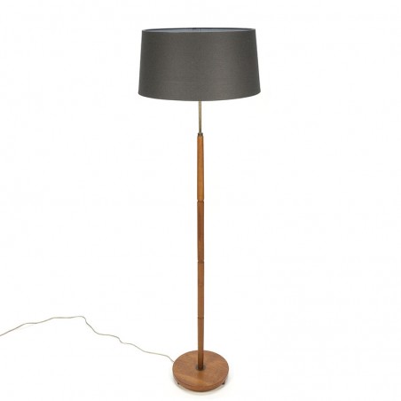 Teak Danish vintage floor lamp with gray shade