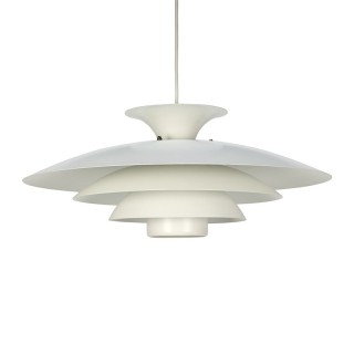 Scandinavian vintage white metal hanging lamp