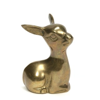 Lying vintage small brass deer